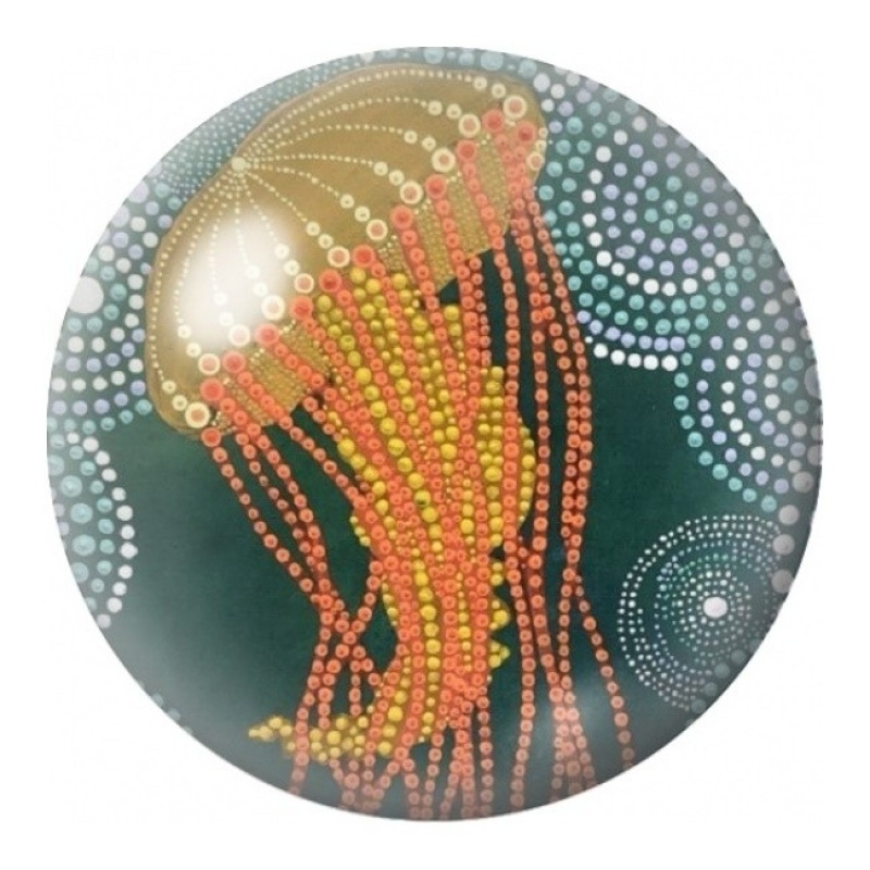 Cabochon en Verre Illustré Méduse Orange en Perles 12 à 25mm