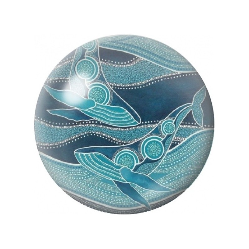Cabochon en Verre Illustré Baleines aux Lignes Turquoise 12 à 25mm