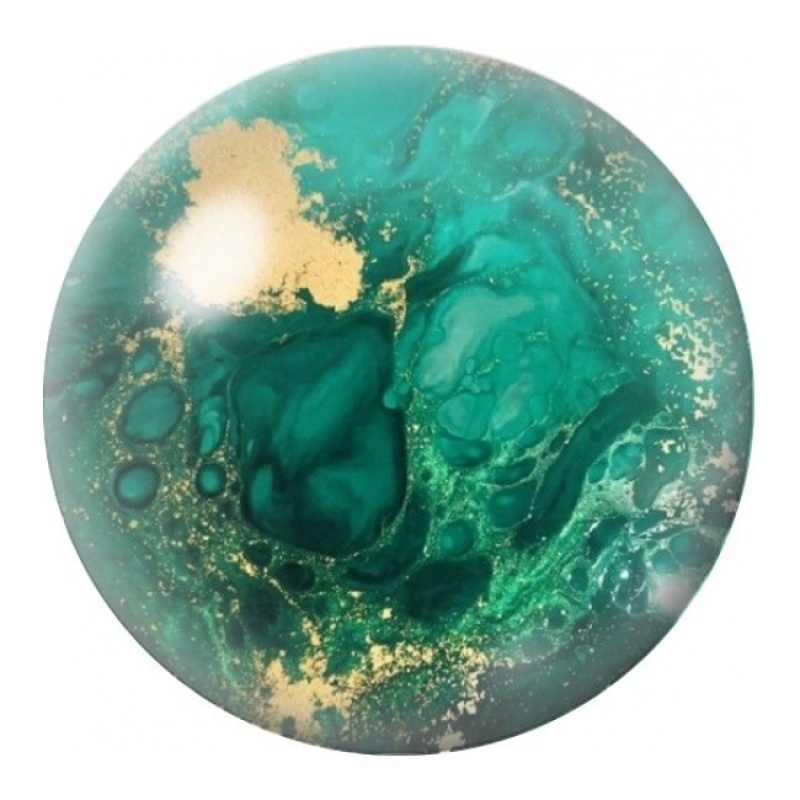 Cabochon en Verre Illustré Lagon Émeraude et Éclats d’Or 12 à 25mm