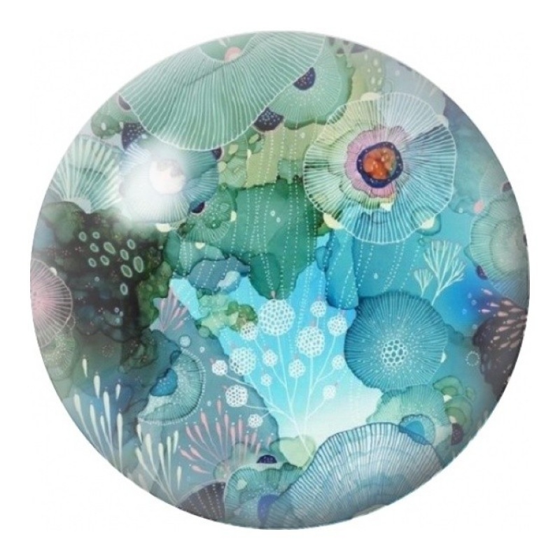 Cabochon en Verre Illustré Jardin Aquatique Turquoise 12 à 25mm
