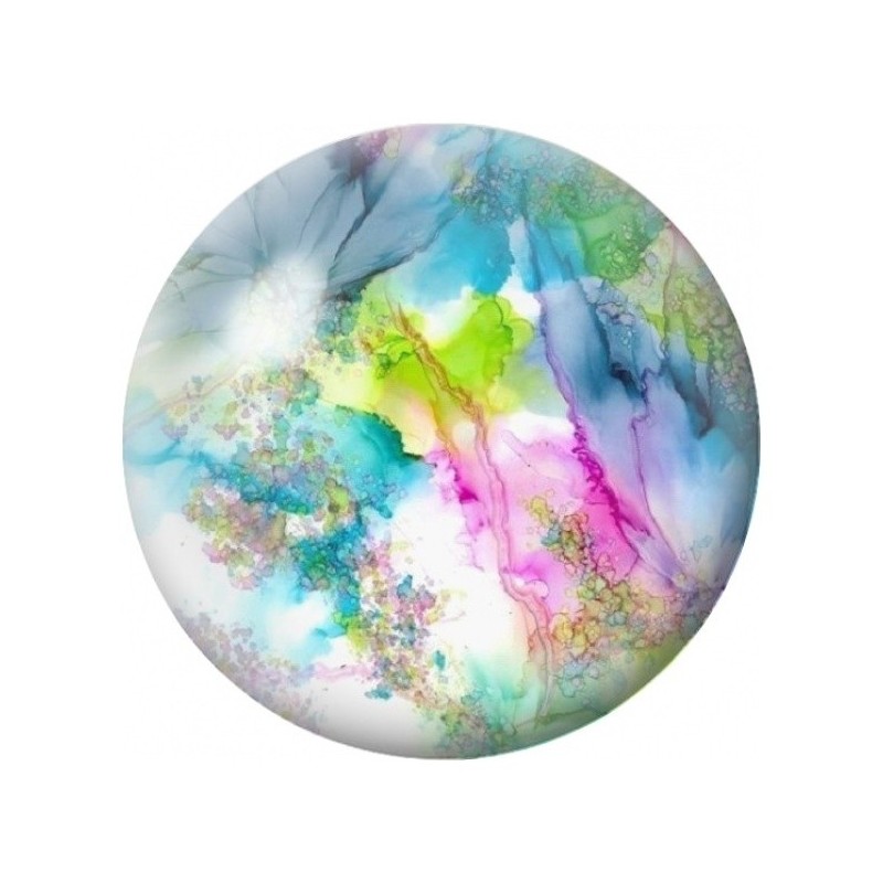 Cabochon en Verre Illustré Lagon en Aquarelle Multicolore 12 à 25mm