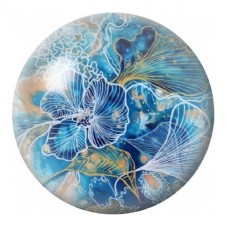 Cabochon en Verre Illustré Fleurs Marines Bleues et Dorées 12 à 25mm pour la Création de Bijoux Fantaisie - DIY