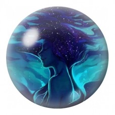 Cabochon en Verre Illustré Silhouette dans les Vagues Bleues 12 à 25mm pour la Création de Bijoux Fantaisie - DIY
