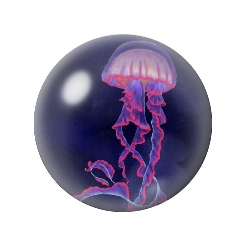 Cabochon en Verre Illustré Méduse Rose Lumineuse 12 à 25mm