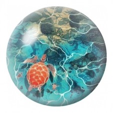 Cabochon en Verre Illustré Tortue Marine dans les Vagues 12 à 25mm pour la Création de Bijoux Fantaisie - DIY