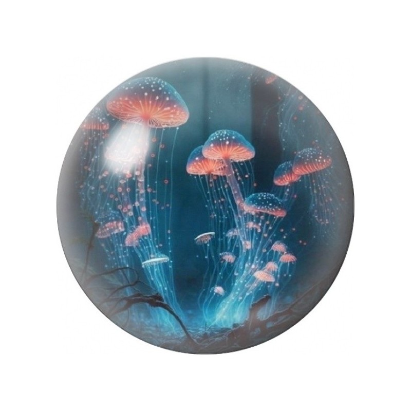 Cabochon en Verre Illustré Méduses Roses des Profondeurs 12 à 25mm