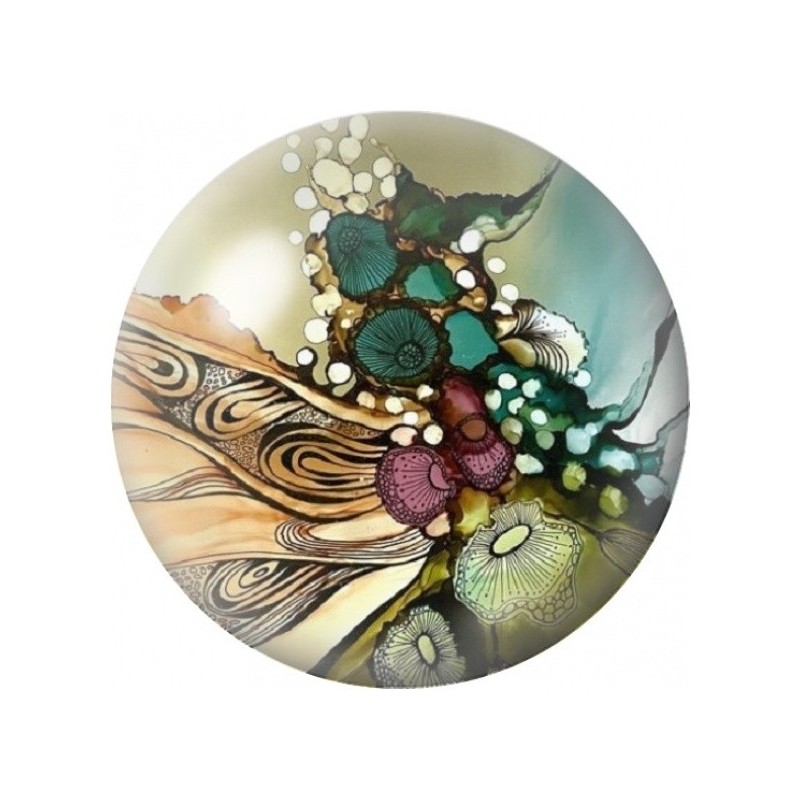 Cabochon en Verre Illustré Coquillages et Pierres Turquoise 12 à 25mm