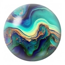 Cabochon en Verre Illustré Géode Océanique Turquoise et Or 12 à 25mm pour la Création de Bijoux Fantaisie - DIY