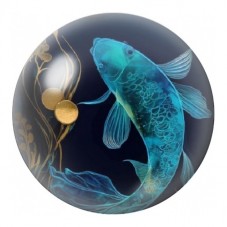 Cabochon en Verre Illustré Carpe Koï Bleue aux Reflets Dorés 12 à 25mm pour la Création de Bijoux Fantaisie - DIY