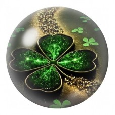 Cabochon en Verre Illustré Trèfle à Quatre Feuilles Émeraude 12 à 25mm pour la Création de Bijoux Fantaisie - DIY