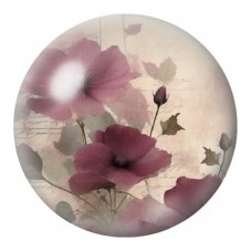 Cabochon en Verre Illustré Coquelicots Bordeaux Vintage 12 à 25mm pour la Création de Bijoux Fantaisie - DIY