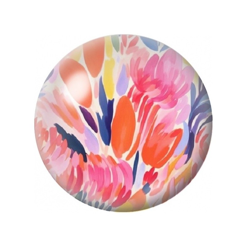 Cabochon en Verre Illustré Bouquet Corail Abstrait 12 à 25mm