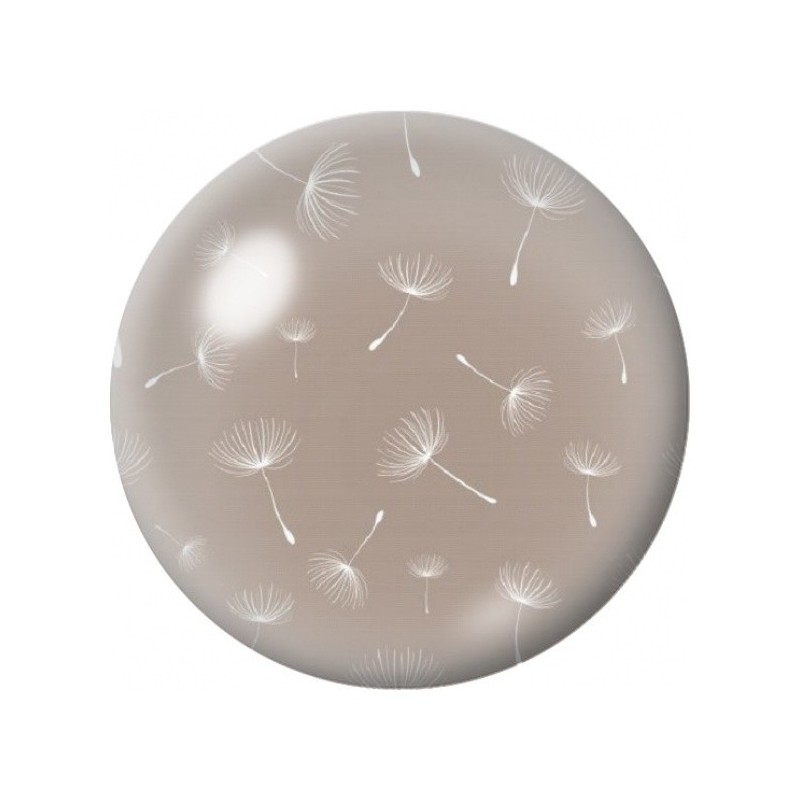 Cabochon en Verre Illustré Graines de Pissenlit sur Fond Beige 12 à 25mm
