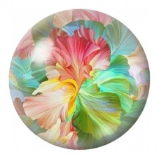 Cabochon en Verre Illustré Fleur aux Pétales Arc-en-Ciel 12 à 25mm pour la Création de Bijoux Fantaisie - DIY
