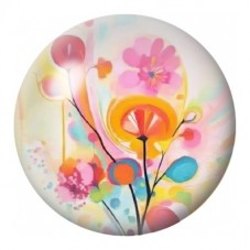Cabochon en Verre Illustré Fleurs Fantaisie Rose et Orange 12 à 25mm pour la Création de Bijoux Fantaisie - DIY