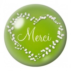 Cabochon en Verre Illustré Cœur de Muguet Merci 12 à 25mm pour la Création de Bijoux Fantaisie - DIY