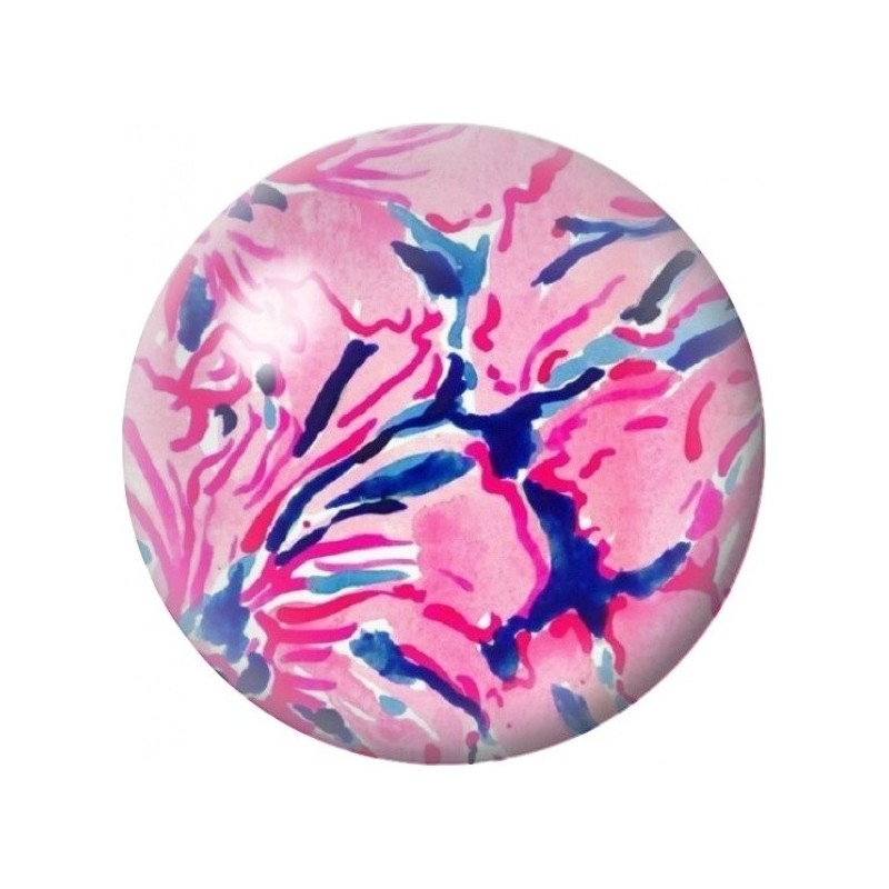 Cabochon en Verre Illustré Fleur Rose Abstraite 12 à 25mm