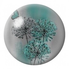 Cabochon en Verre Illustré Pissenlits Noirs et Turquoise 12 à 25mm pour la Création de Bijoux Fantaisie - DIY