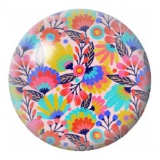 Cabochon en Verre Illustré Oiseaux et Fleurs Folk Multicolores 12 à 25mm pour la Création de Bijoux Fantaisie - DIY