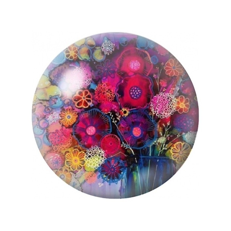 Cabochon en Verre Illustré Bouquet Fantaisie Multicolore 12 à 25mm