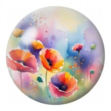 Cabochon en Verre Illustré Coquelicots Orange Aquarelle 12 à 25mm pour la Création de Bijoux Fantaisie - DIY