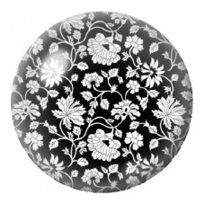 Cabochon en Verre Illustré Prairie Blanche sur Fond Noir 12 à 25mm pour la Création de Bijoux Fantaisie - DIY