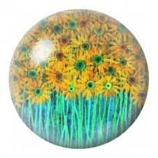 Cabochon en Verre Illustré Champ de Tournesols 12 à 25mm pour la Création de Bijoux Fantaisie - DIY
