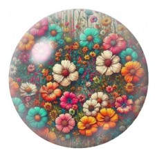 Cabochon en Verre Illustré Prairie de Fleurs Multicolores 12 à 25mm pour la Création de Bijoux Fantaisie - DIY