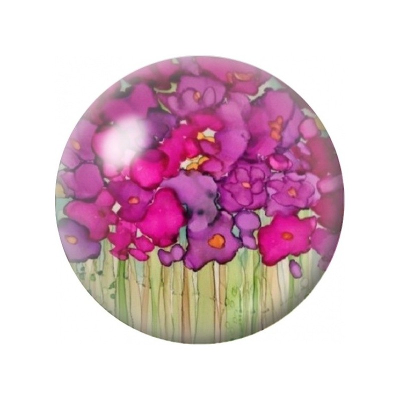 Cabochon en Verre Illustré Bouquet de Violettes 12 à 25mm