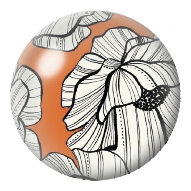 Cabochon en Verre Illustré Fleurs en Lignes Noires sur Corail 12 à 25mm