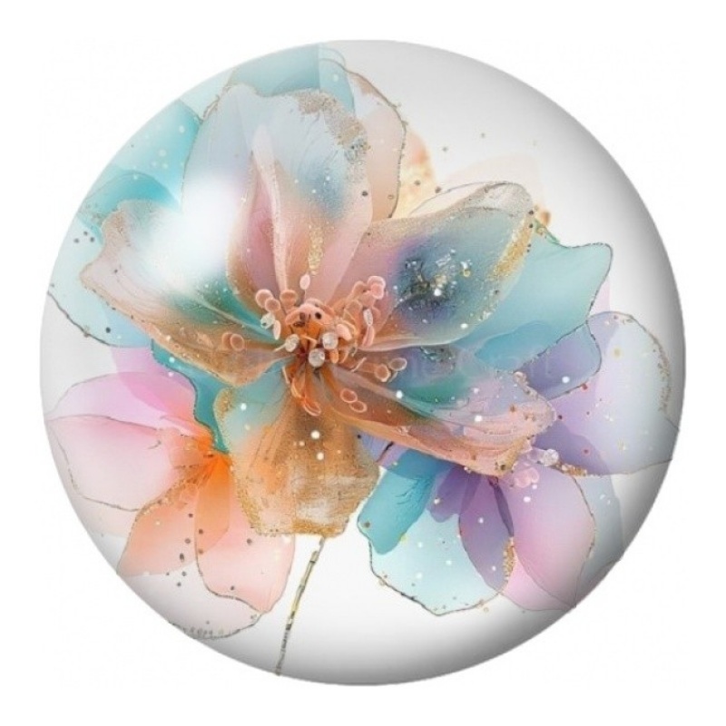 Cabochon en Verre Illustré Fleur de Cristal Pastel 12 à 25mm