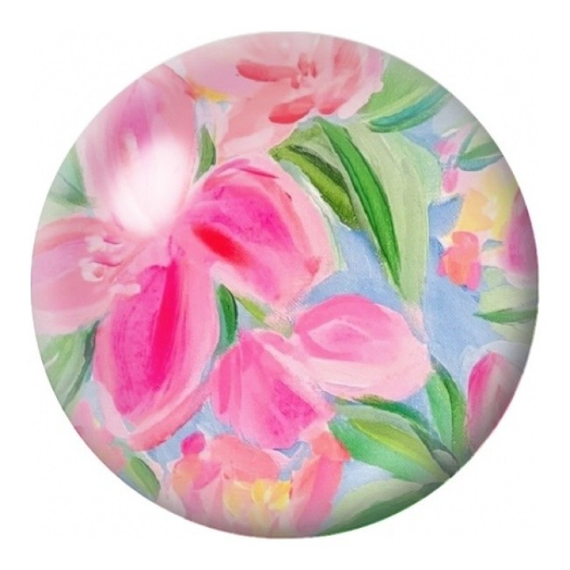 Cabochon en Verre Illustré Lys Roses Aquarelle 12 à 25mm