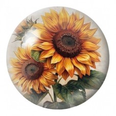 Cabochon en Verre Illustré Bouquet de Tournesols 12 à 25mm pour la Création de Bijoux Fantaisie - DIY