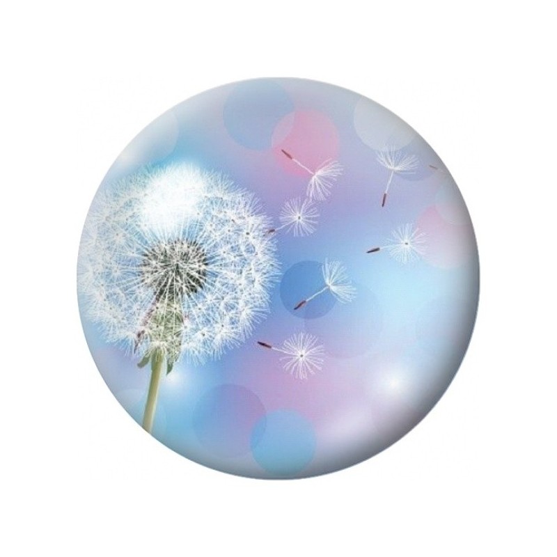 Cabochon en Verre Illustré Pissenlit dans un Ciel Pastel 12 à 25mm
