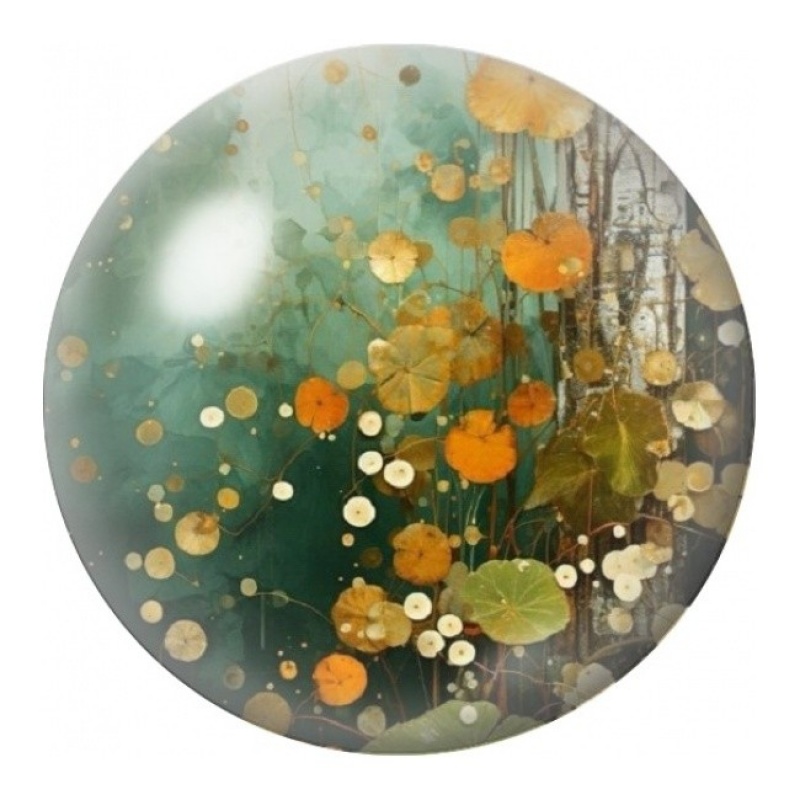 Cabochon en Verre Illustré Prairie Dorée Abstraite 12 à 25mm