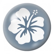 Cabochon en Verre Illustré Hibiscus Blanc sur Fond Gris 12 à 25mm pour la Création de Bijoux Fantaisie - DIY