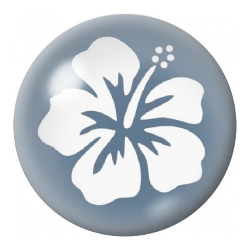 Cabochon en Verre Illustré Hibiscus Blanc sur Fond Gris 12 à 25mm