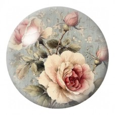 Cabochon en Verre Illustré Roses Anciennes Rose Poudré 12 à 25mm pour la Création de Bijoux Fantaisie - DIY