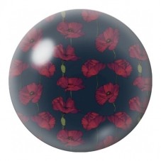 Cabochon en Verre Illustré Coquelicots Rouges sur Bleu Nuit 12 à 25mm pour la Création de Bijoux Fantaisie - DIY