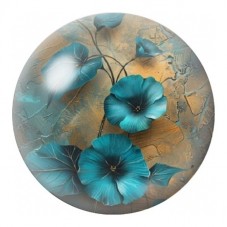 Cabochon en Verre Illustré Fleurs Turquoise Vintage 12 à 25mm pour la Création de Bijoux Fantaisie - DIY