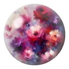 Cabochon en Verre Illustré Bouquet Rose et Violet Aquarelle 12 à 25mm pour la Création de Bijoux Fantaisie - DIY