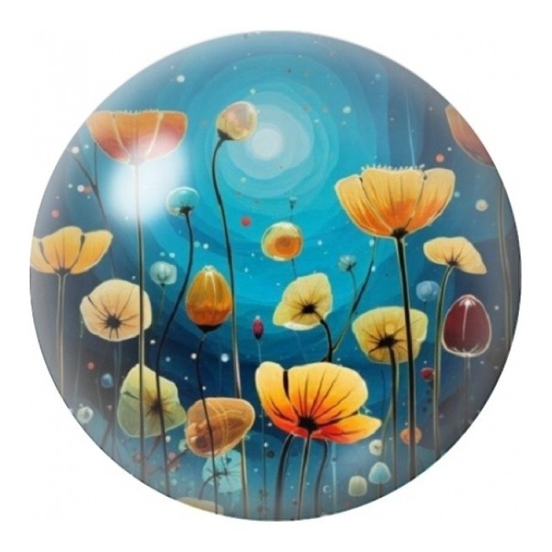 Cabochon en Verre Illustré Pavots Orange au Clair de Lune 12 à 25mm