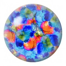 Cabochon en Verre Illustré Jardin Abstrait Bleu et Corail 12 à 25mm pour la Création de Bijoux Fantaisie - DIY