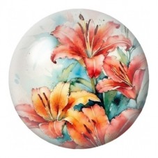 Cabochon en Verre Illustré Lys Orange Aquarelle 12 à 25mm pour la Création de Bijoux Fantaisie - DIY