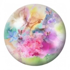 Cabochon en Verre Illustré Fleurs Pastel dans la Brume 12 à 25mm pour la Création de Bijoux Fantaisie - DIY