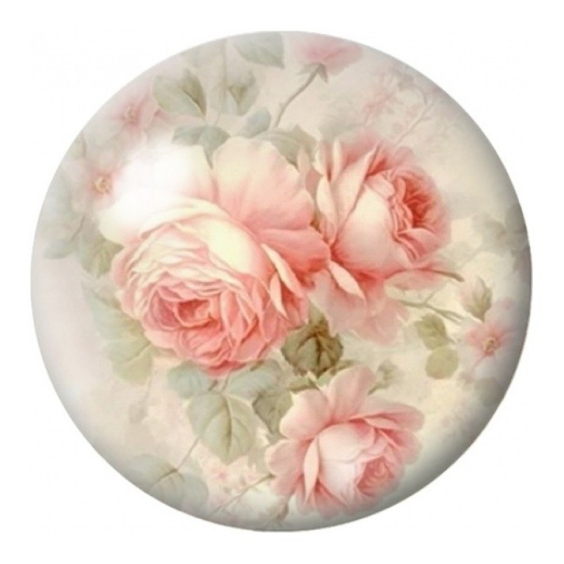 Cabochon en Verre Illustré Roses Pêche Vintage 12 à 25mm