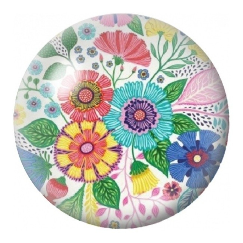 Cabochon en Verre Illustré Bouquet Folk Multicolore 12 à 25mm