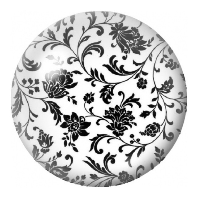 Cabochon en Verre Illustré Arabesques Fleuries Noires 12 à 25mm