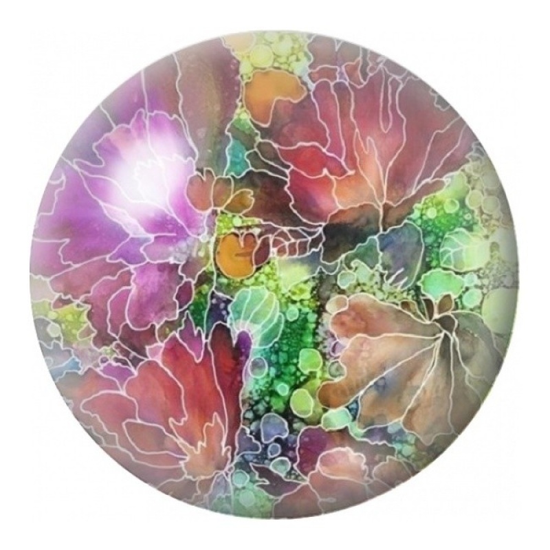 Cabochon en Verre Illustré Jardin Vitrail Multicolore 12 à 25mm