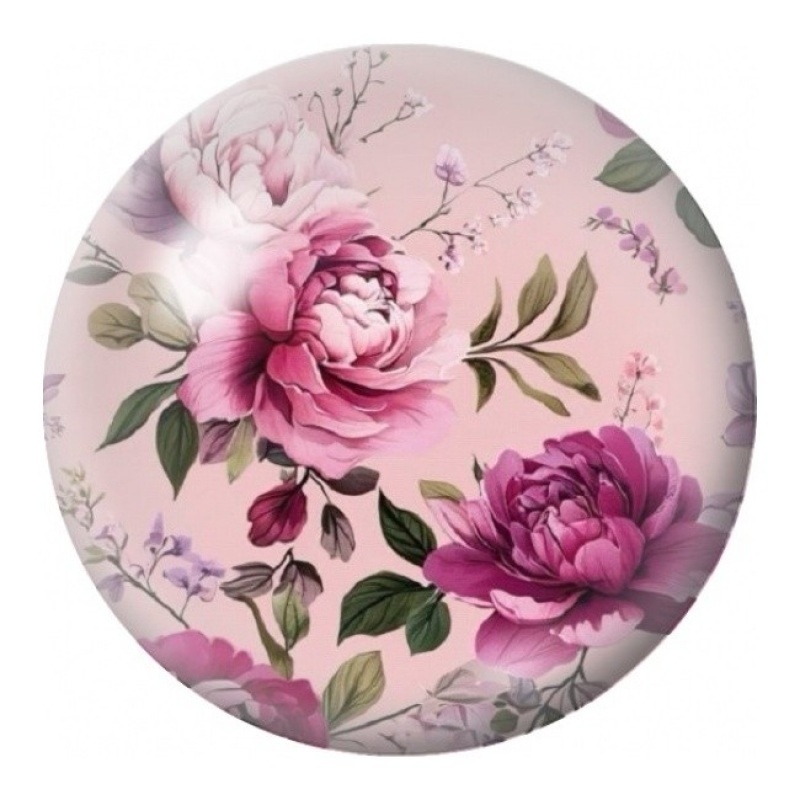 Cabochon en Verre Illustré Pivoines Roses 12 à 25mm